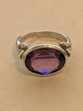 Vintage Faceted Purple Stone 925 Sterling Silver Rings Size 7